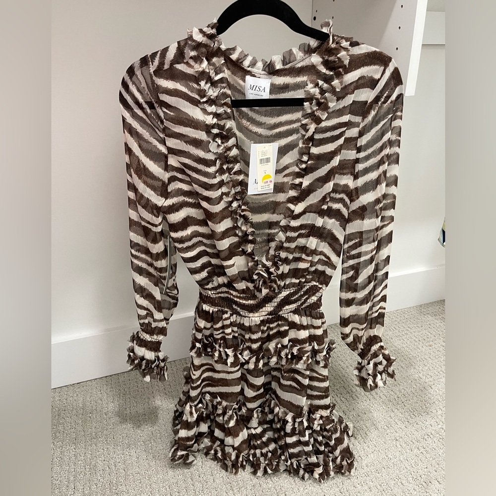MISA animal print long sleeve dress size S